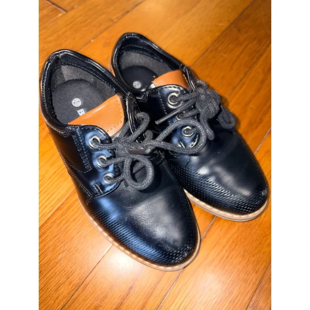 Bruno Marc Boys‎ Black Dress Shoes Perforated Lace Up Oxfords Size 10 SBOX2332K